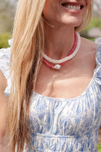 Susie- Quartz Beaded Necklace with freshwater Pearl