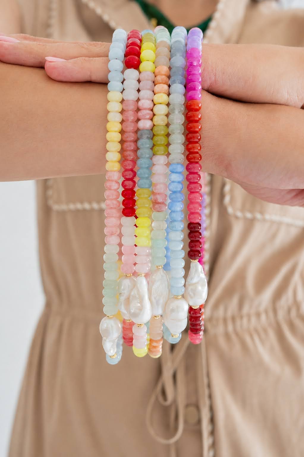 Susie- Quartz Beaded Necklace with freshwater Pearl