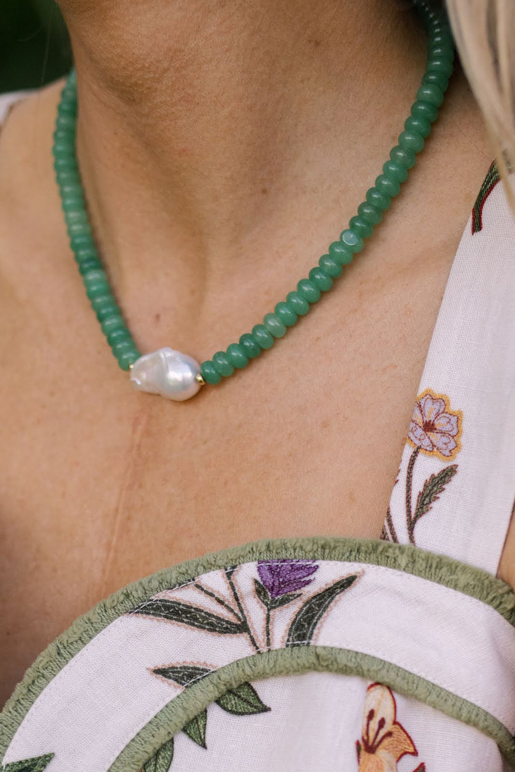 Susie- Quartz Beaded Necklace with freshwater Pearl