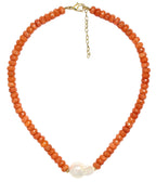 Susie- Quartz Beaded Necklace with freshwater Pearl
