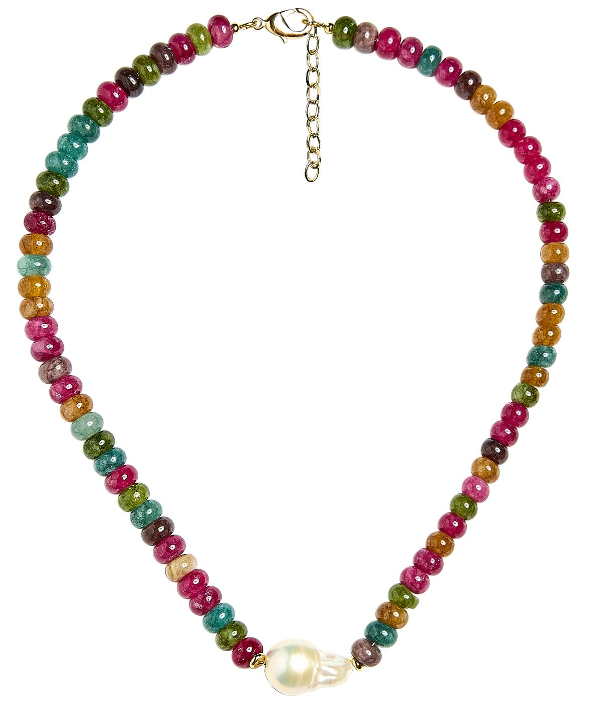 Susie- Quartz Beaded Necklace with freshwater Pearl