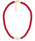 Susie- Quartz Beaded Necklace with freshwater Pearl