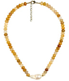 Susie- Quartz Beaded Necklace with freshwater Pearl