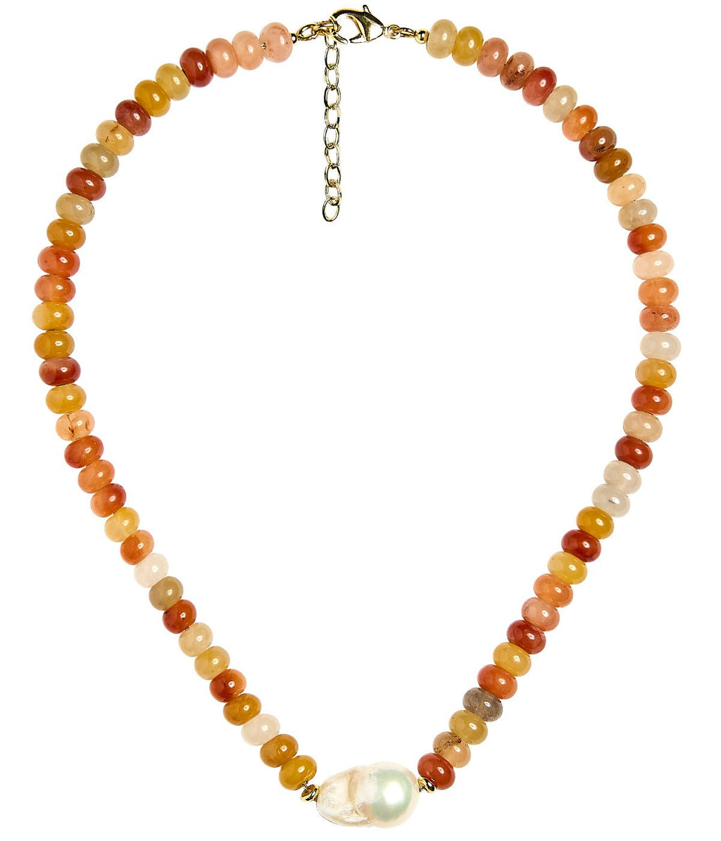 Susie- Quartz Beaded Necklace with freshwater Pearl