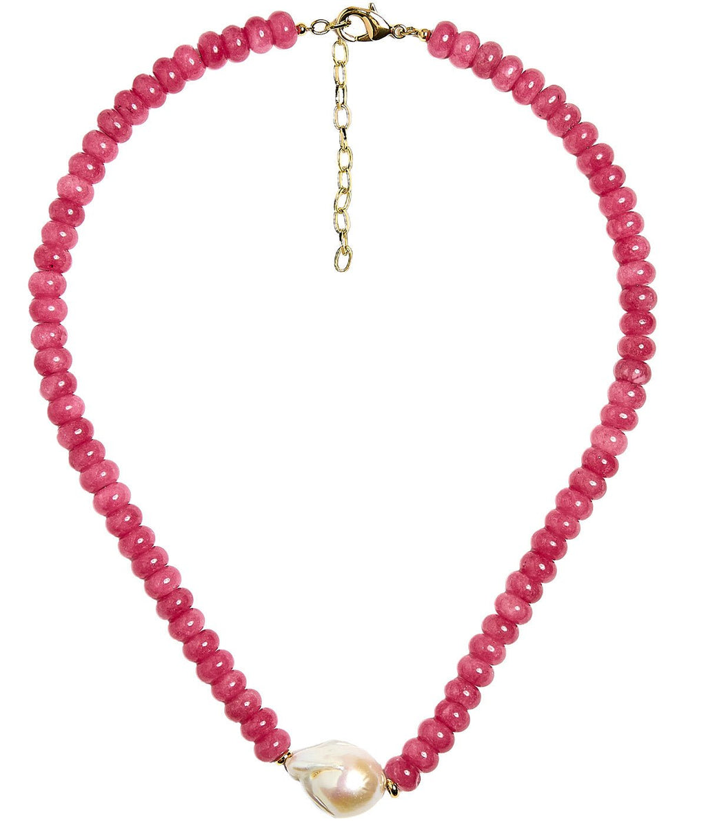 Susie- Quartz Beaded Necklace with freshwater Pearl