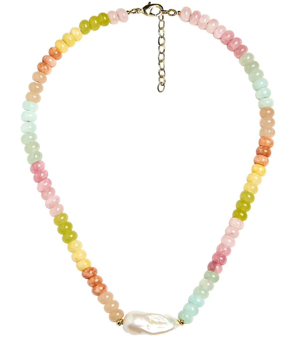 Susie- Quartz Beaded Necklace with freshwater Pearl