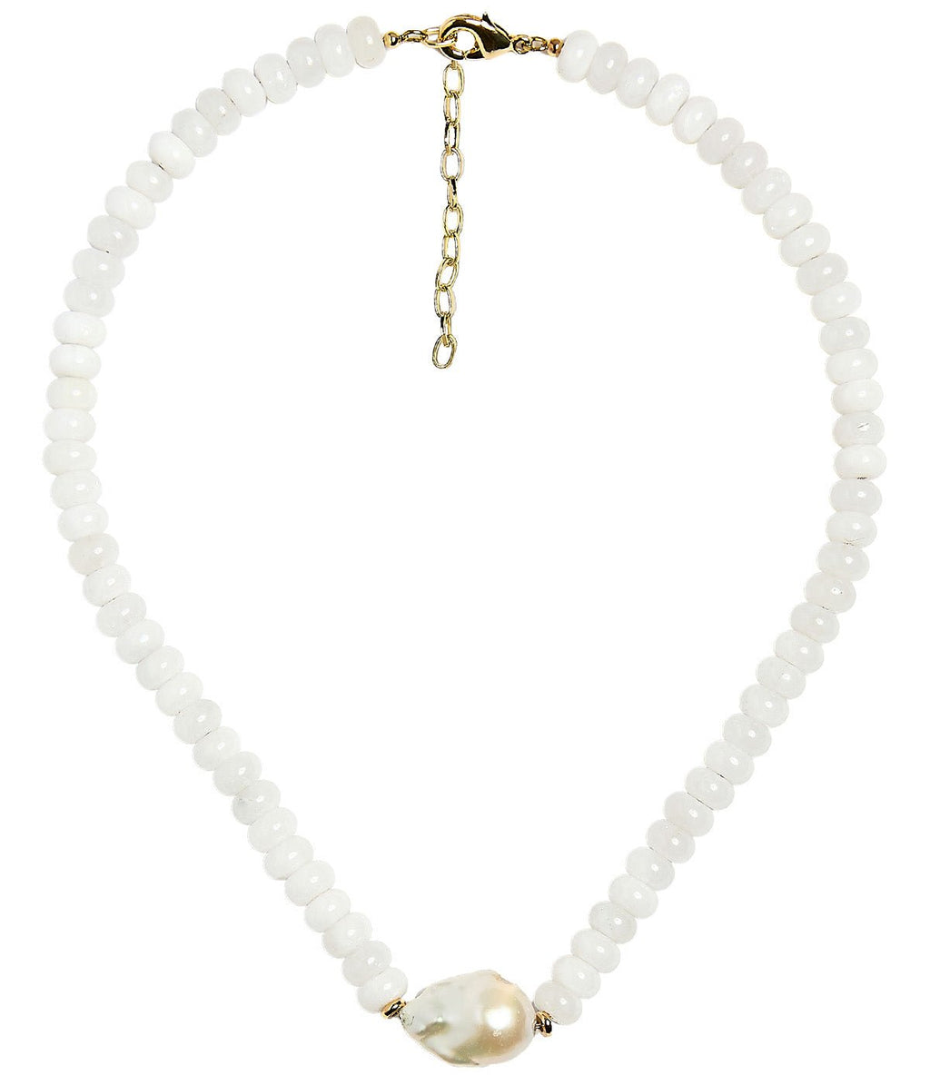Susie- Quartz Beaded Necklace with freshwater Pearl