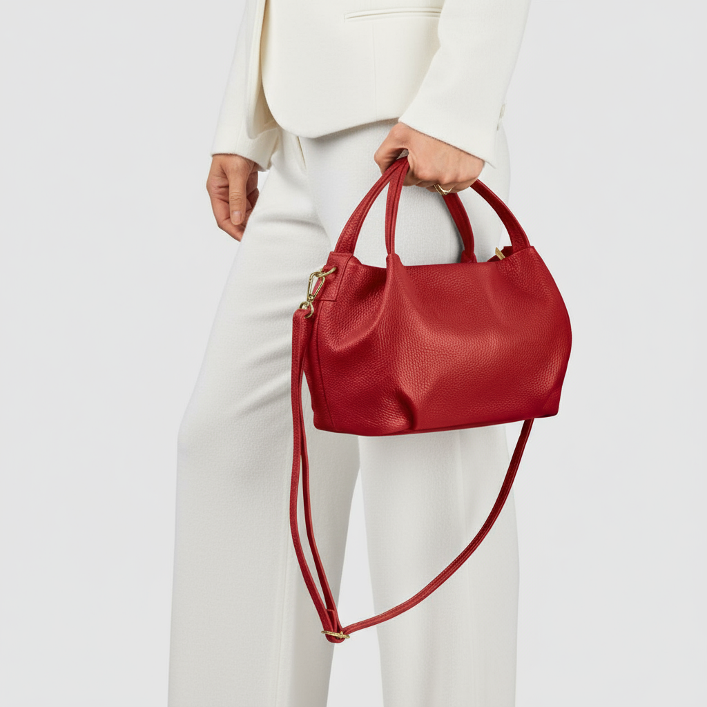 Italian Genuine Calf Leather Top-Handle Bag
