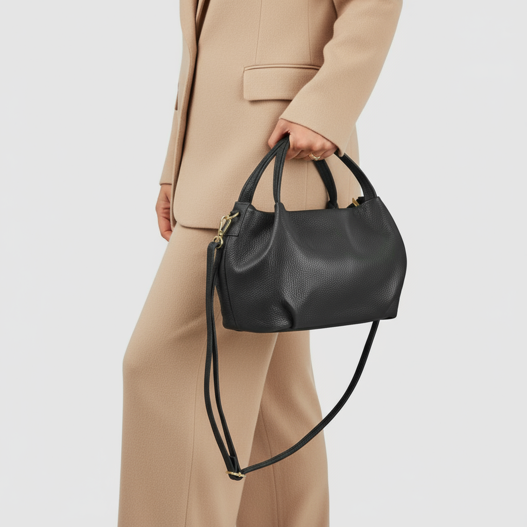 Italian Genuine Calf Leather Top-Handle Bag