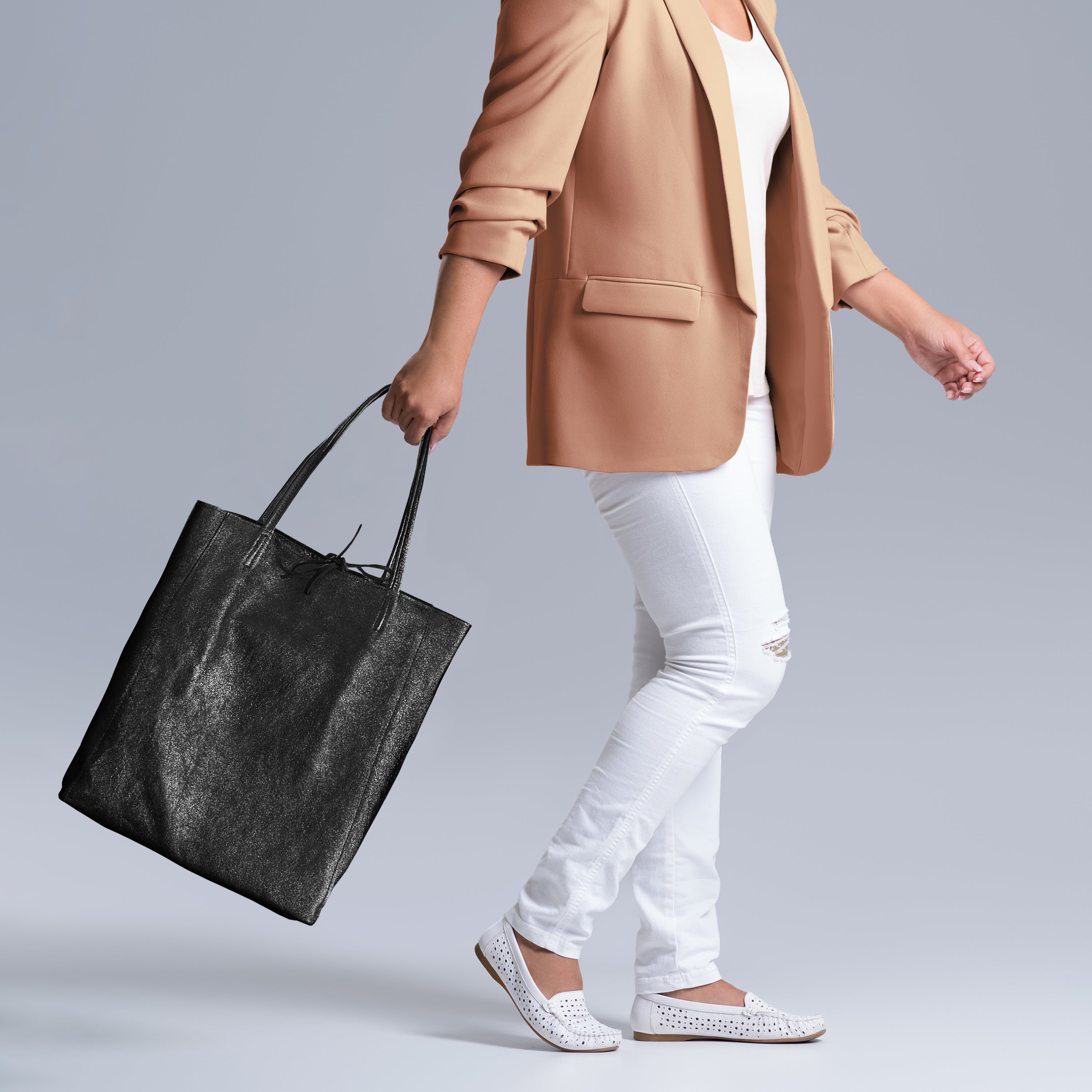 Italian Genuine Metallic Suede Tote Bag 201718