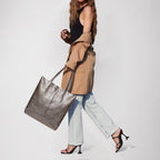 Italian Genuine Metallic Suede Tote Bag 201718