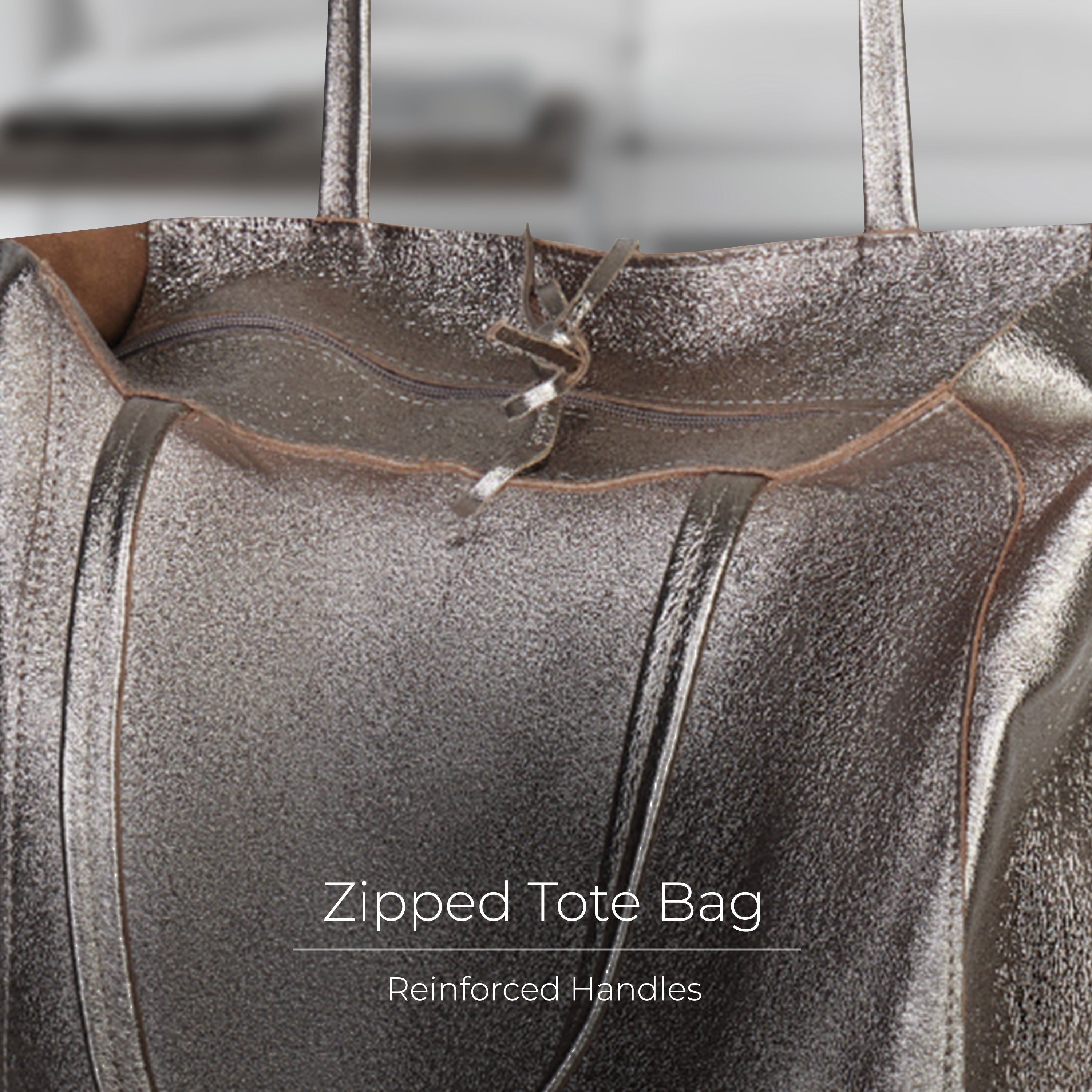 Italian Genuine Metallic Suede Tote Bag 201718
