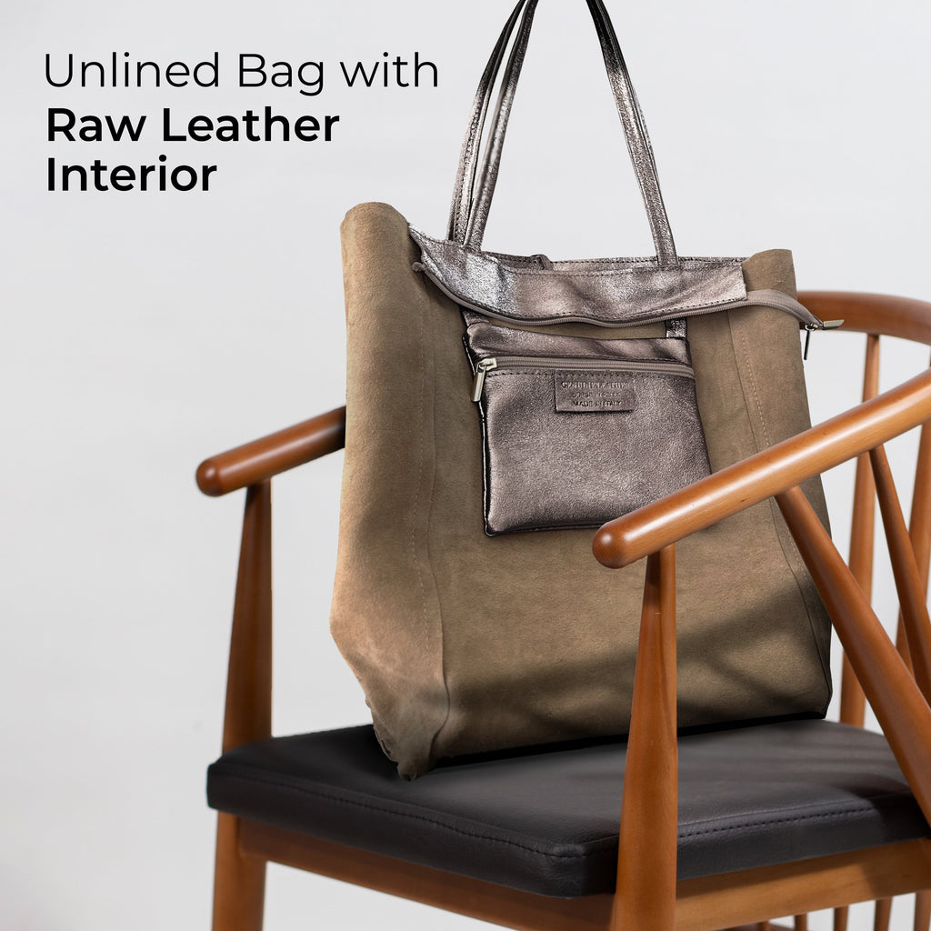 Italian Genuine Metallic Suede Tote Bag 201718