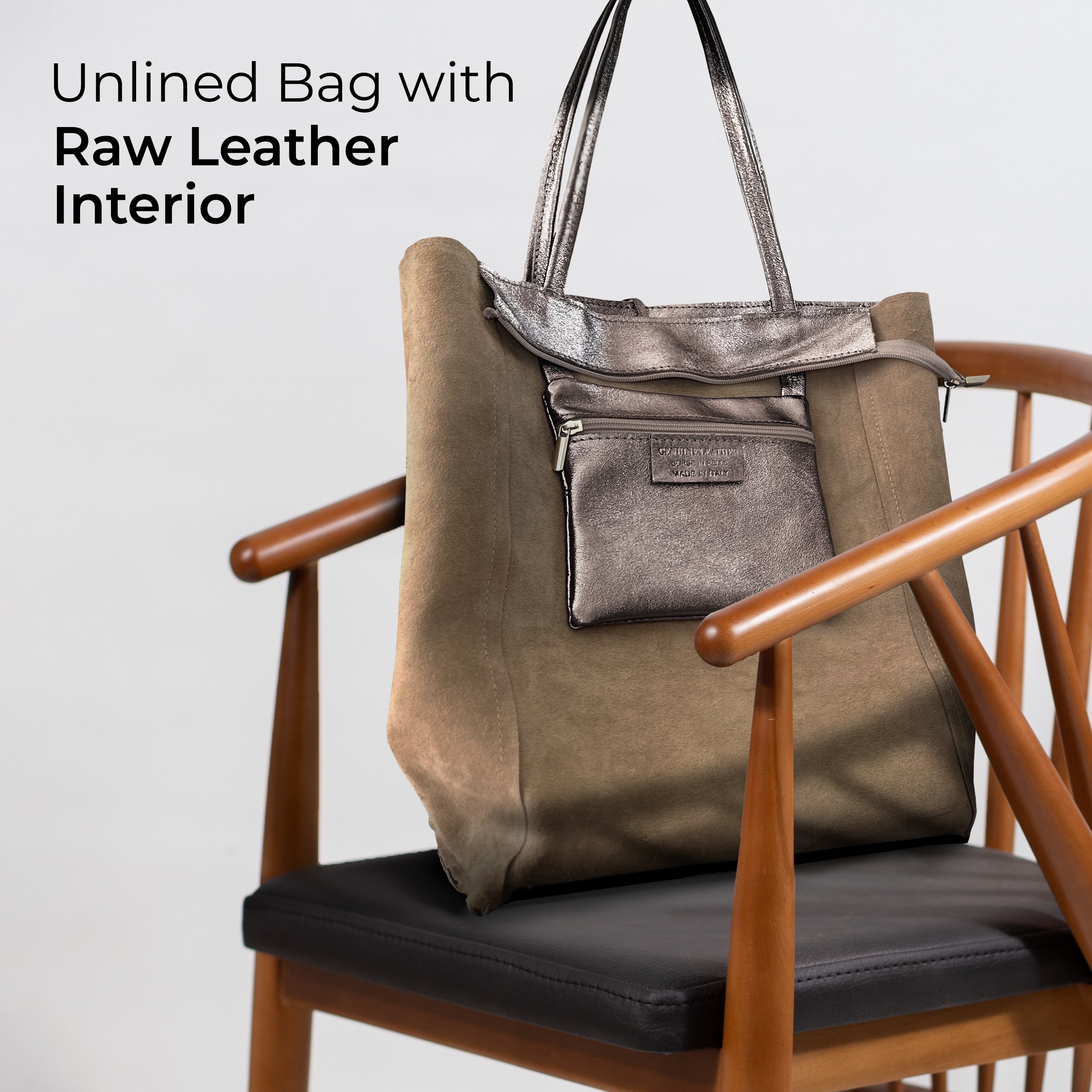 Italian Genuine Metallic Suede Tote Bag 201718