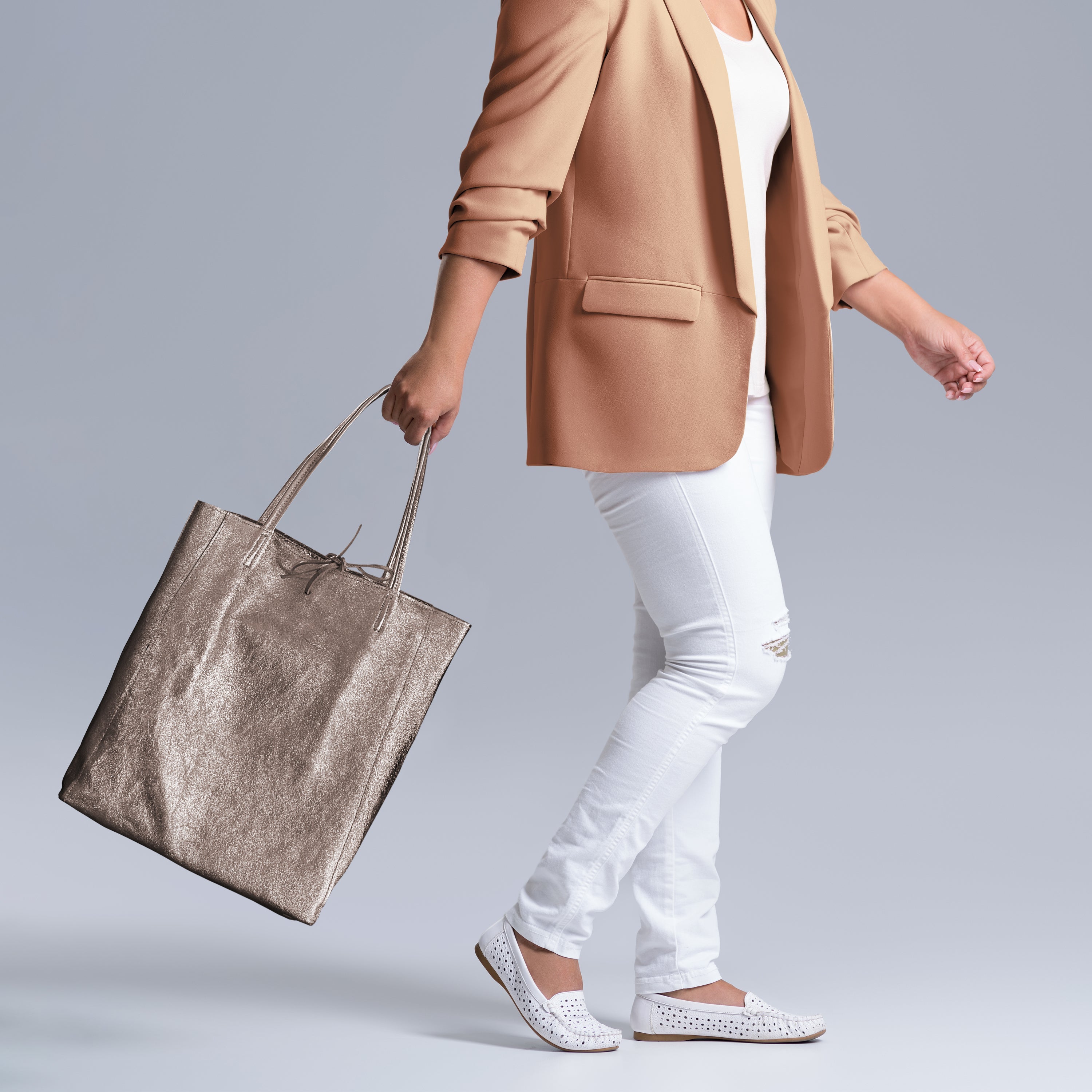 Italian Genuine Metallic Suede Tote Bag 201718