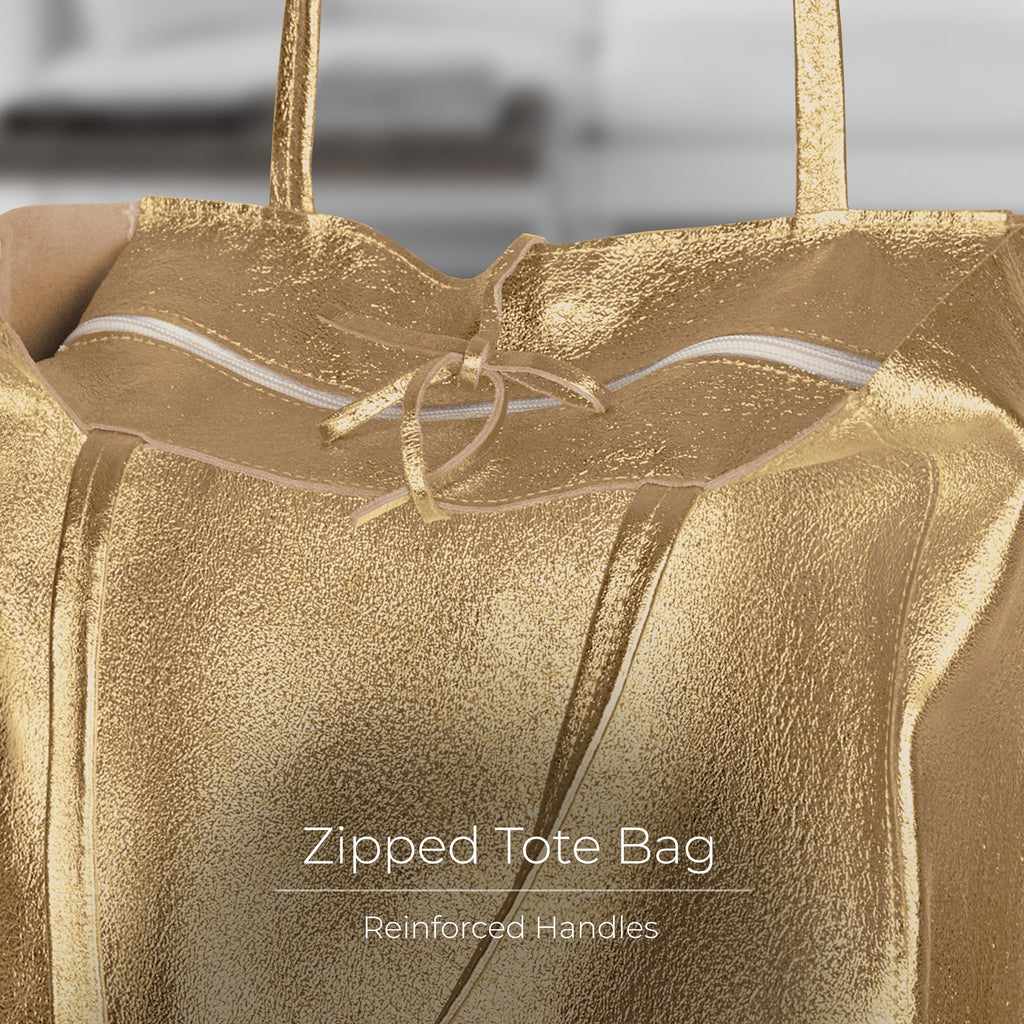 Italian Genuine Metallic Suede Tote Bag 201718