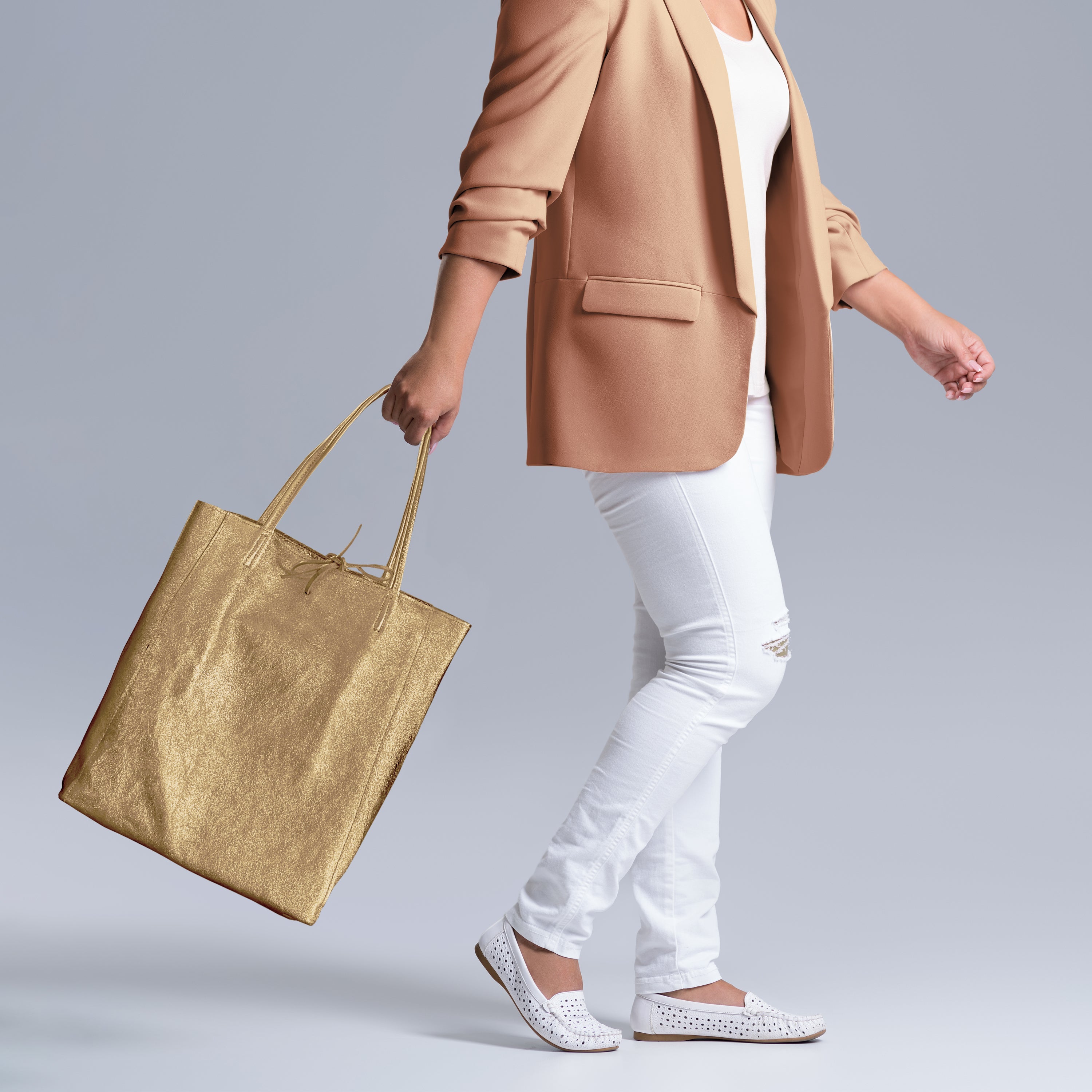 Italian Genuine Metallic Suede Tote Bag 201718