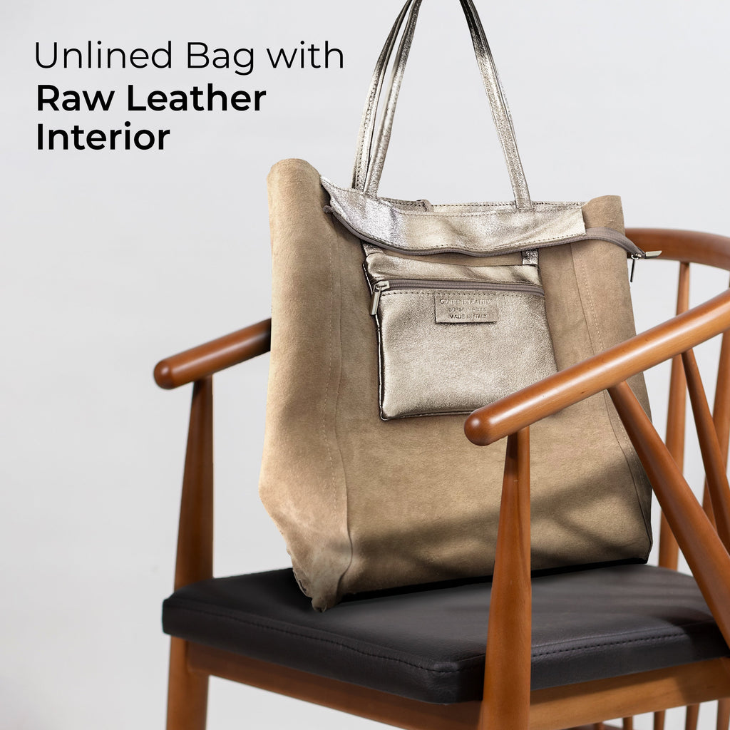 Italian Genuine Metallic Suede Tote Bag 201718