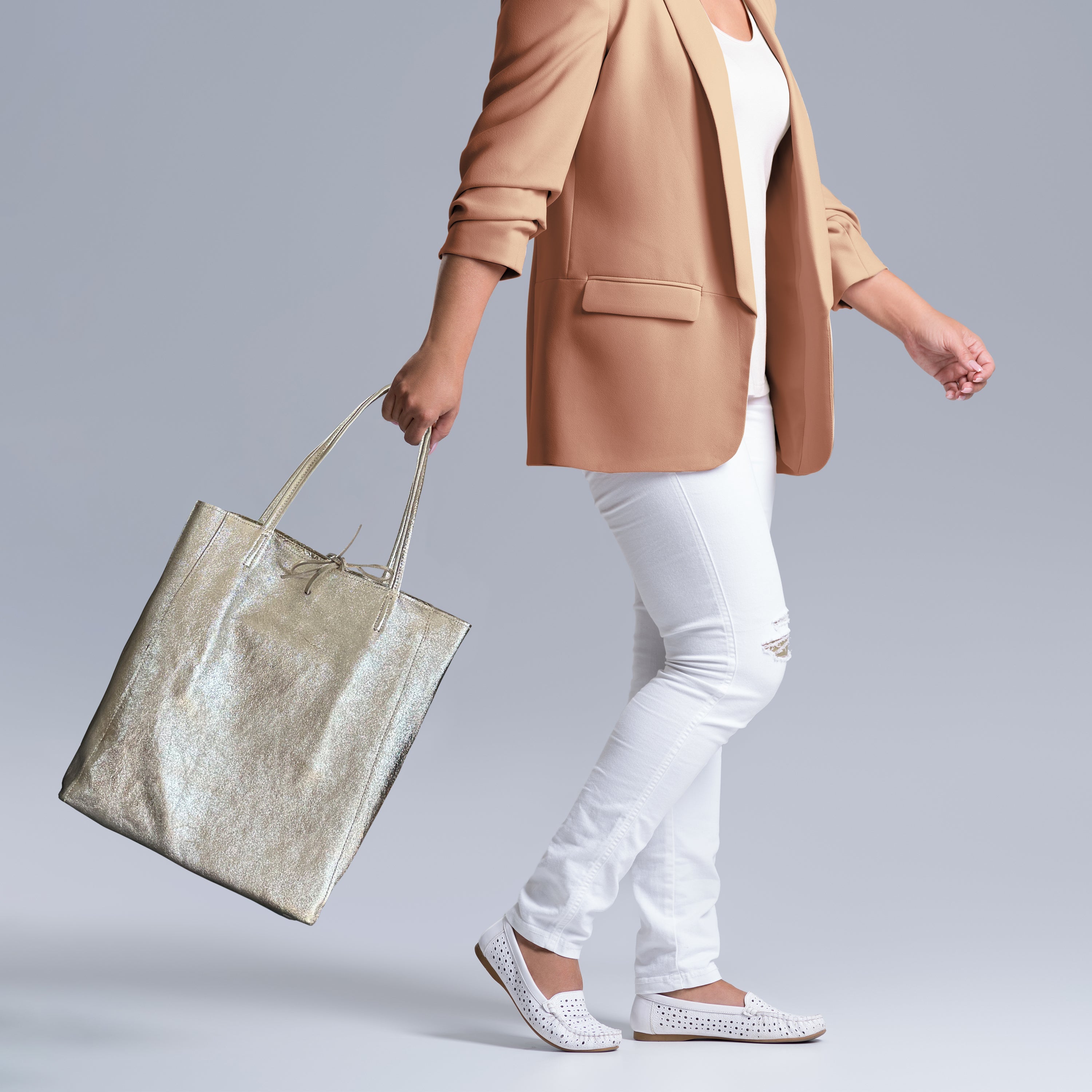 Italian Genuine Metallic Suede Tote Bag 201718