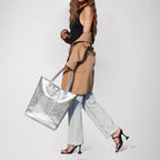 Italian Genuine Metallic Suede Tote Bag 201718