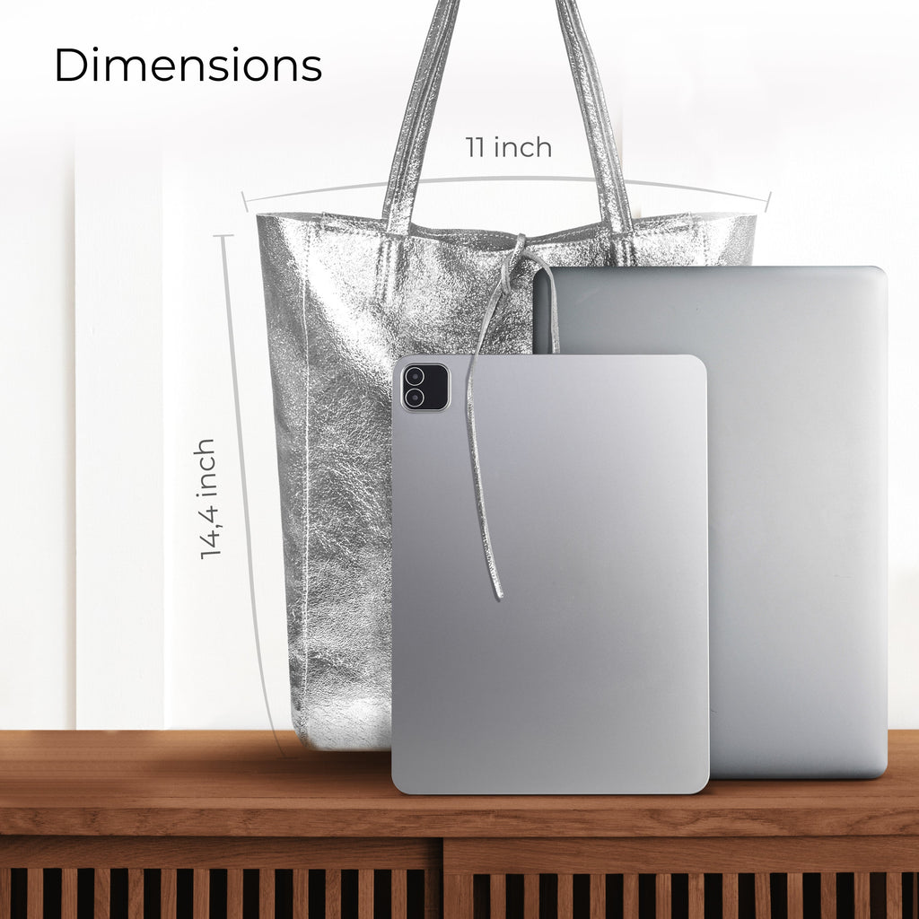 Italian Genuine Metallic Suede Tote Bag 201718
