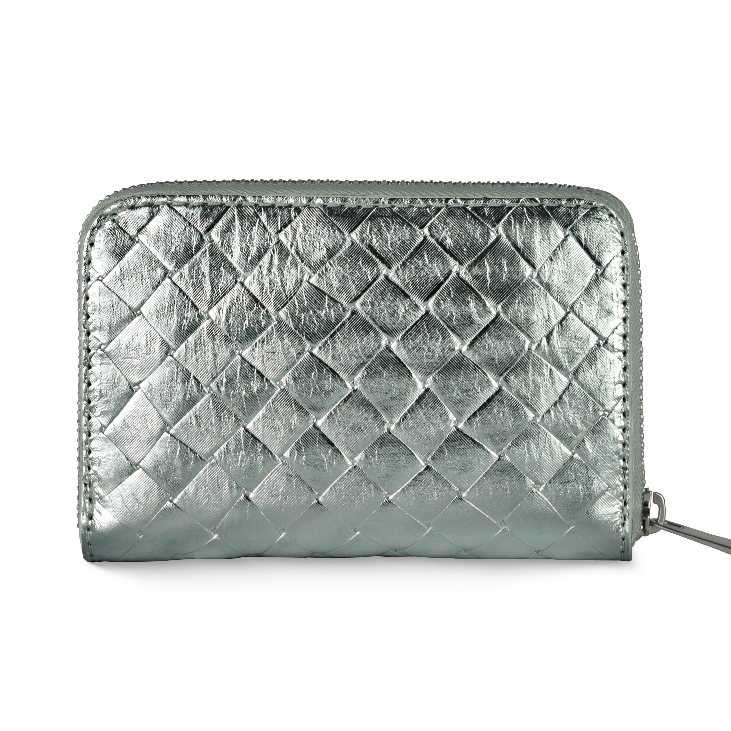 Weave Metallic Suede Leather Wallet