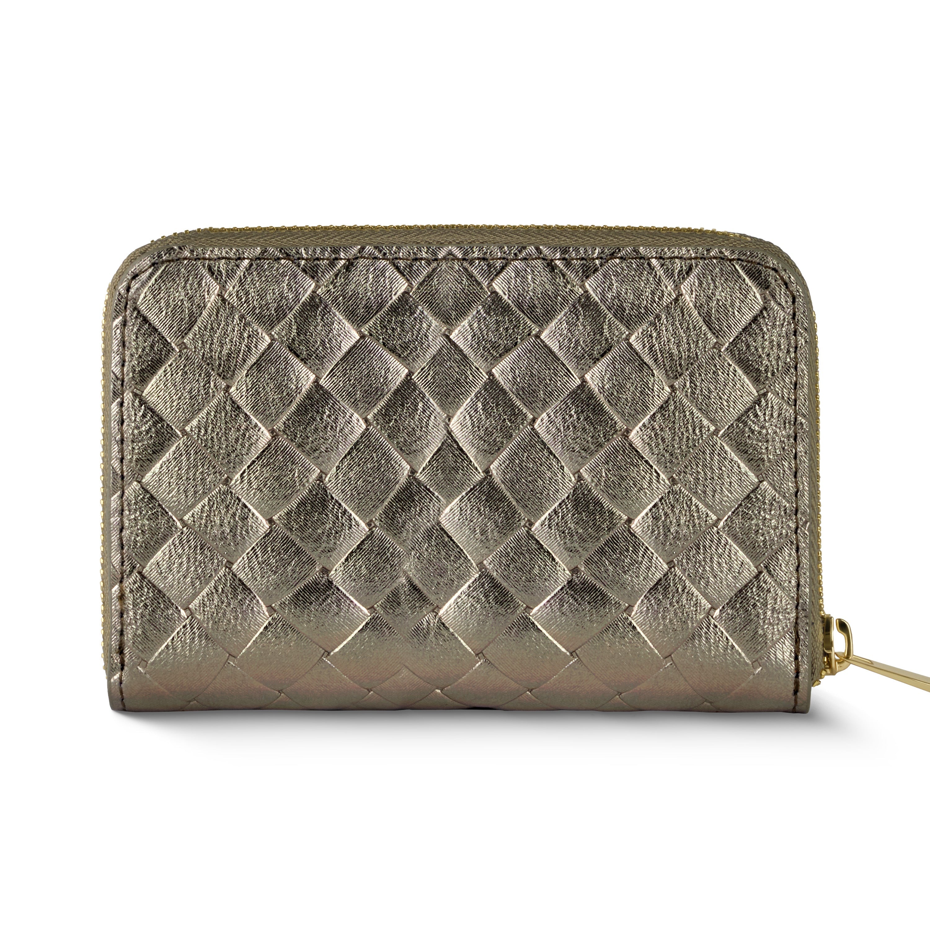 Weave Metallic Suede Leather Wallet