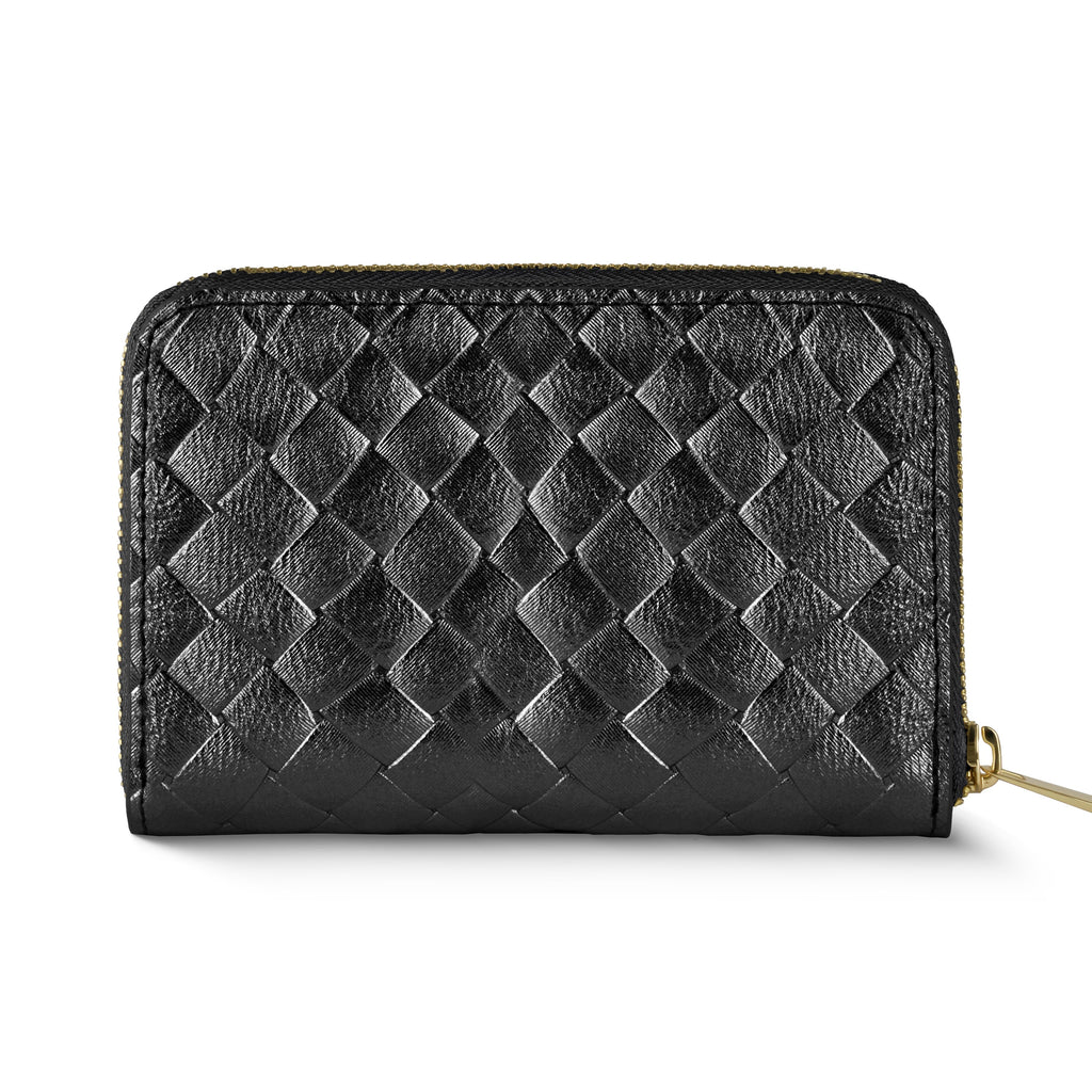 Italian Genuine Weave Metallic Suede Wallet 650988