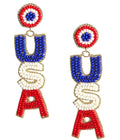 USA Beaded Earrings - RED WHITE & BLUE