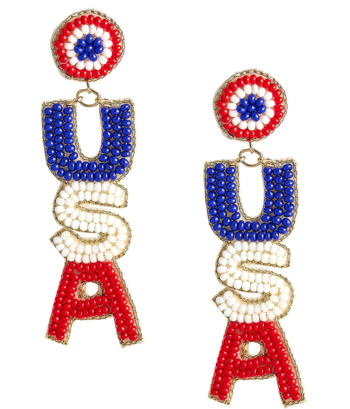 USA Beaded Earrings - RED WHITE & BLUE
