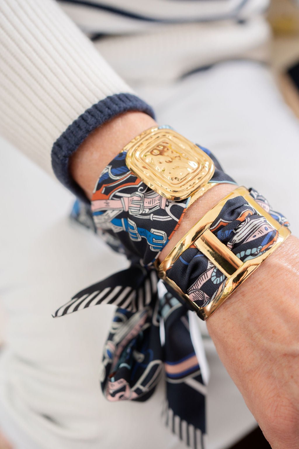 Wide Gold Scarf Cuff - Evie